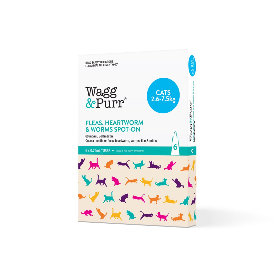 Wagg & Purr Fleas and Heartworm Teal Selamectin Spot On Cat 2.6-7.5kg