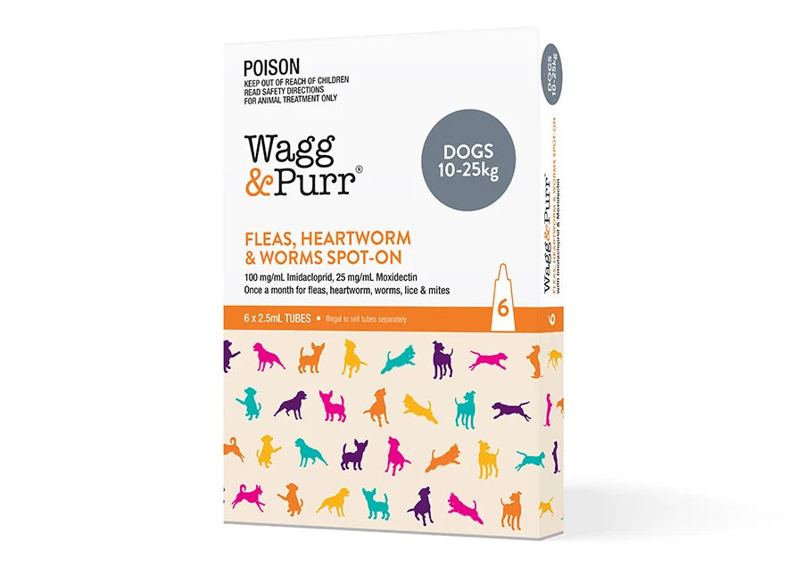 Wagg & Purr Fleas, Heartworm and Worms Orange Imidacloprid Moxidectin Spot On Dog 10-25kg