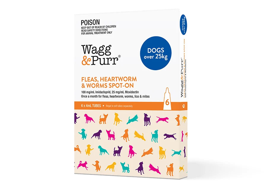 Wagg & Purr Fleas, Heartworm and Worms Orange Imidacloprid Moxidectin Spot On Dog >25kg